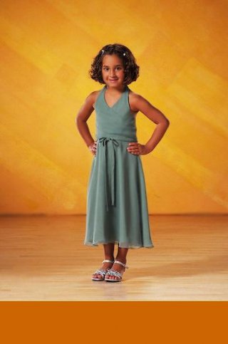 V-neck Halter Chiffon Flower Girl Dresses (KF0195)