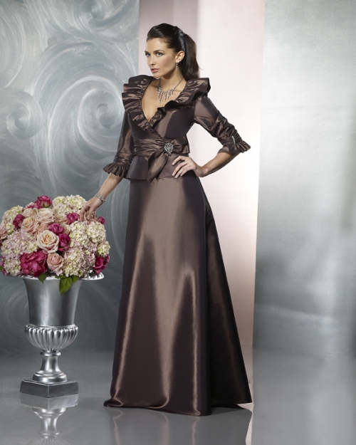 3/4 Inch Sleeves V-neck A-line Mother Dresses (KMD0028)