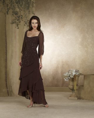 Long Sheer Split Sleeves A-line Scoop Mother Dresses (KMD0021)