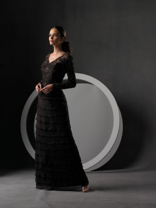 Long Sleeves V-neck A-line Mother Dresses (KMD0010)