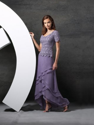 Short Sleeves Scoop Neck A-line Mother Dresses (KMD0011)