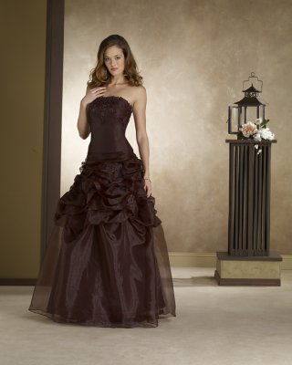 Strapless Basque Waist A-line Pick-up Mother Dresses (KMD0025)