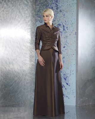 Two-piece Collared Neck A-line Mother Dresses (KMD0002)