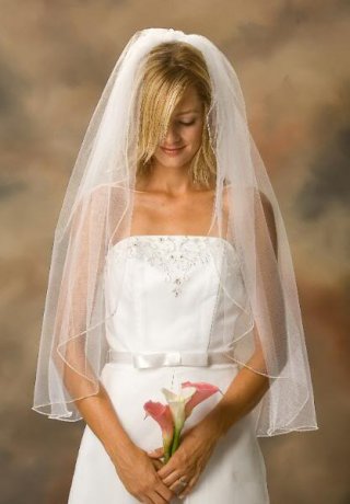 One Layer Fingertip Length Simple Elegant Wedding Veil (ZV1802)