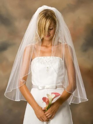 One Layer Fingertip Length Simple Elegant Wedding Veil (ZV1803)