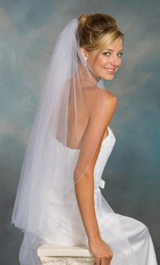 One Layer Fingertip Length Simple Elegant Wedding Veil (ZV1806)