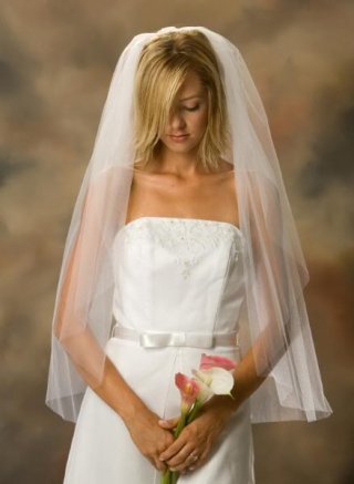 One Layer Fingertip Length Simple Elegant Wedding Veil (ZV1801)