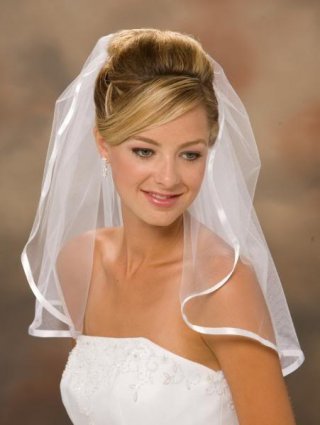 One Layer Shoulder Length Simple Elegant Wedding Veil (ZV1203)