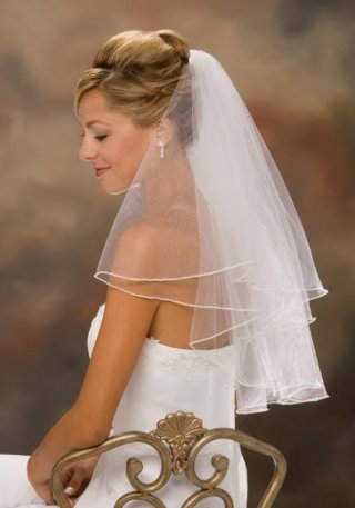 Two Layer Elbow Length Simple Elegant Wedding Veil (ZV1506)
