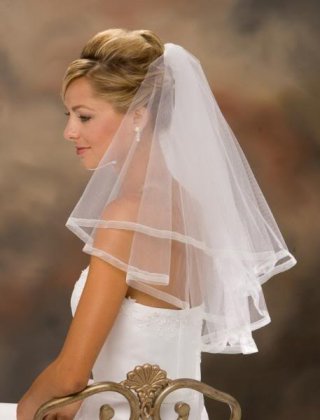 Two Layer Elbow Length Simple Elegant Wedding Veil (ZV1508)
