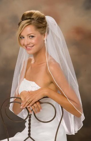 One Layer Waist Length Simple Elegant Wedding Veil (ZV1608)