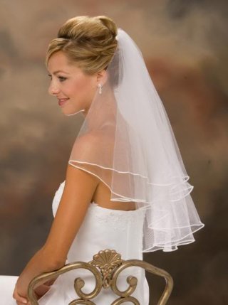 Two Layer Elbow Length Simple Elegant Wedding Veil (ZV1501)