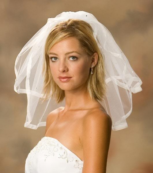 Two Layer Shoulder Length Simple Elegant Wedding Veil (ZV1302)