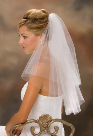 Two Layer Elbow Length Simple Elegant Wedding Veil (ZV1505)