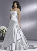 Beaded Taffeta A-line Corset Silver Wedding Dress
