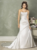 Strapless Embellished lace Satin A-line/Princess Wedding Dress