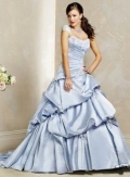 Ruffles Taffeta A-line/Princess Light Blue Wedding Dress