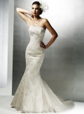 Strapless Beaded Lace Mermaid Wedding Dress