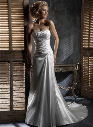 Fitted A line Strapless Simple Wedding Dress