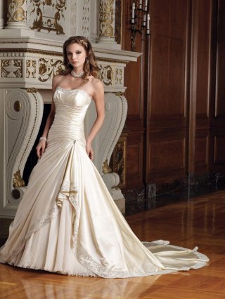 Gorgeous Embroidered Satin Designer Wedding Dress