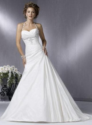 Beading Sweetheart Taffeta Wedding Dress Halter Top