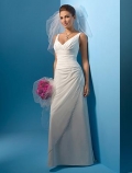 V-neck Beaded Chiffon Sheath Designer Wedding Dress