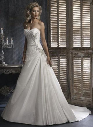 Strapless Beaded A-line Corset Unique Wedding Dress