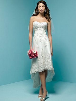 Short Strapless Satin Embroidery A-Line/Princes wedding dress