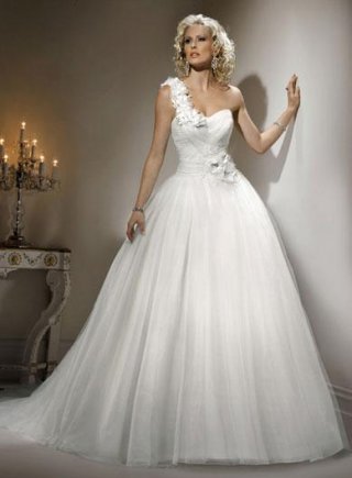 Floral Tulle Ball gown Destination Wedding Dress