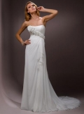 Elegant One Shoulder Flower Chiffon Fitted Sheath Wedding Gown