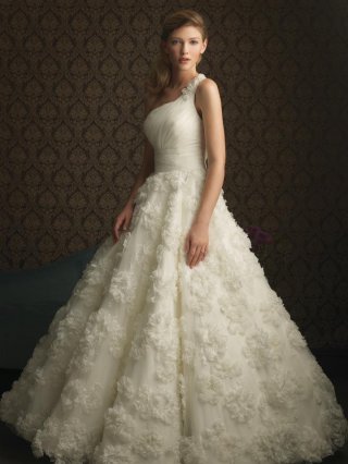 Romantic Floral Lace Ball Gown Unique Formal Wedding Dress