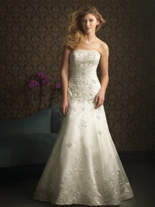 Strapless Embroidery Beaded Formal Unique Wedding Dresses