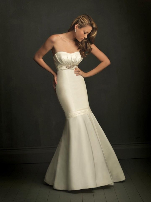 Ivory Strapless Mermaid /Trumpet Unique Sexy Wedding Dress