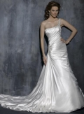 One Shoulder Beaded A-Line Silhouette Corset Wedding Dress