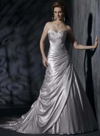 Silver Embellished lace A-Line Silhouette Corset Wedding Dress