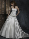 Scoop Beaded Taffeta Ball Gown Corset Wedding Dress