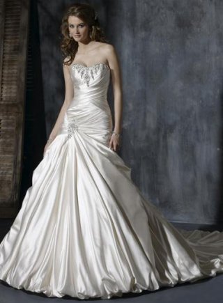 Beaded Pleated Sweetheart A-Line Corset Wedding Dress