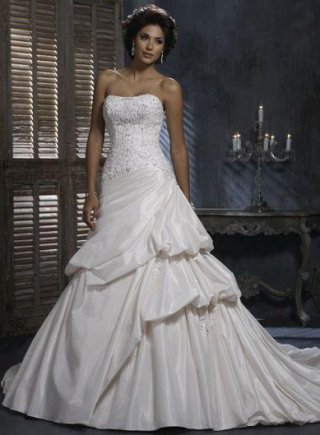 Lighti Glod Strapless Embroidery A-line Corset Wedding Dress