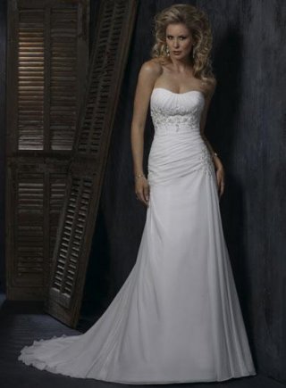 Strapless lace Chiffon A-line Silhouette Corset Wedding Dress