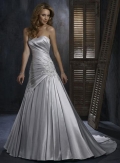 Silver Embellished lace A-line Silhouette Formal Wedding Dress