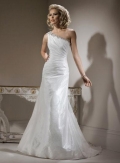 Asymmetrical Beaded Taffeta Slim A-line Simple Wedding Dress