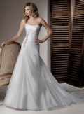 Classic Strapless Organza A-line Corset Wedding Dress