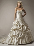 Strapless Beaded Satin Ball Gown Corset Wedding Dress