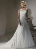 One Shoulder Asymmetric Chiffon A-line Silhouette Wedding Dress