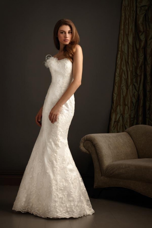 Scooped Neckline Beaded Lace Mermaid /Trumpet Wedding Dress