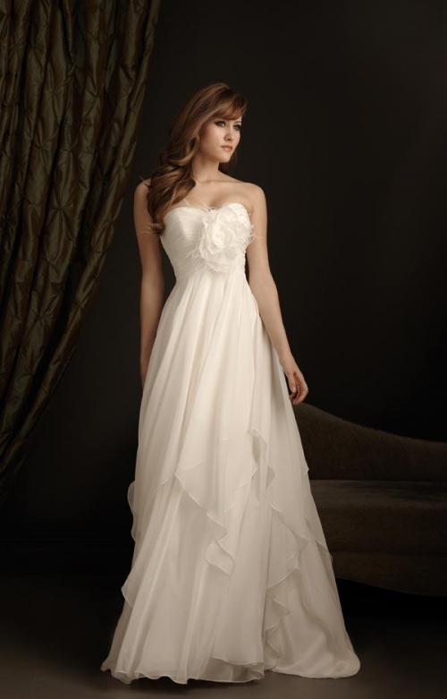 Sweetheart Neckline Floral Empire Waist Chiffon Wedding Dress