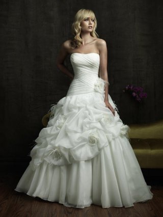Strapless Floral Romantic Ball Gown Wedding Dress