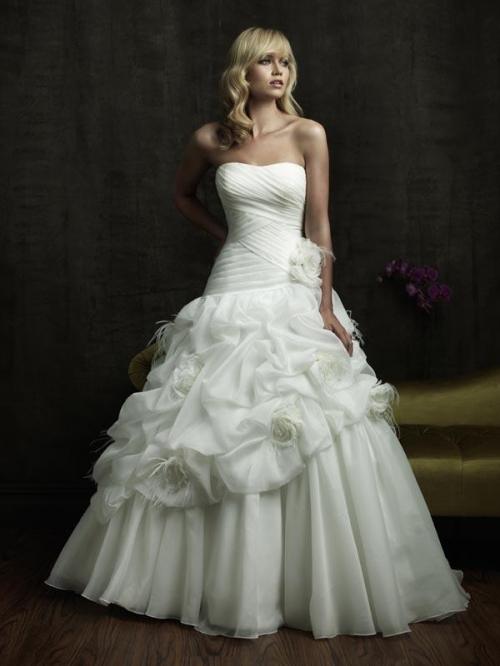 Strapless Floral Romantic Ball Gown Wedding Dress