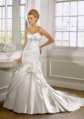 Sweetheart Neckline Beaded Embroidery Satin Sheath Wedding Dress