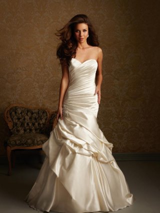 Romantic Ruched Satin A line Corset Wedding Dress